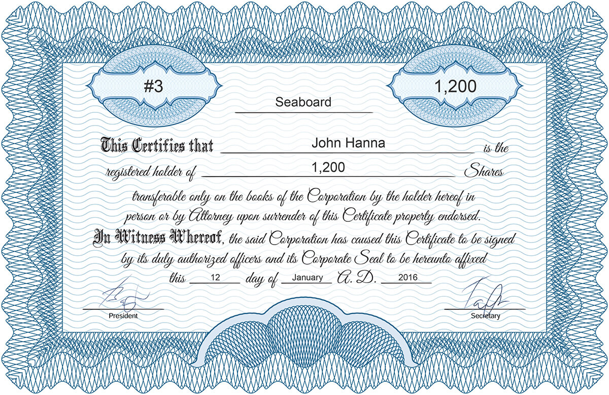 EDITABLE Stock Certificate Template DIY Certificate of Stock 