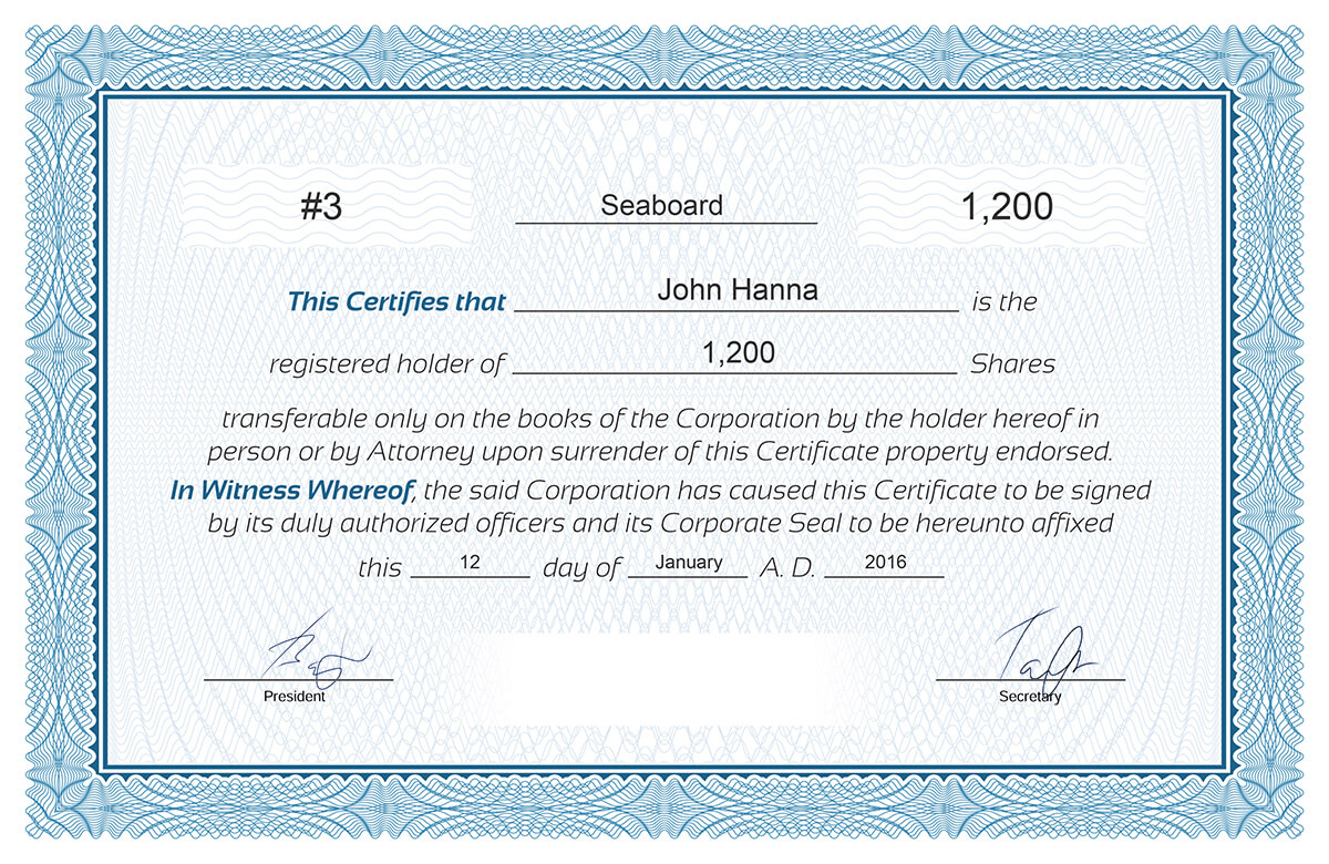 Corporate Stock Certificates - Custom Stock Certificate Printing