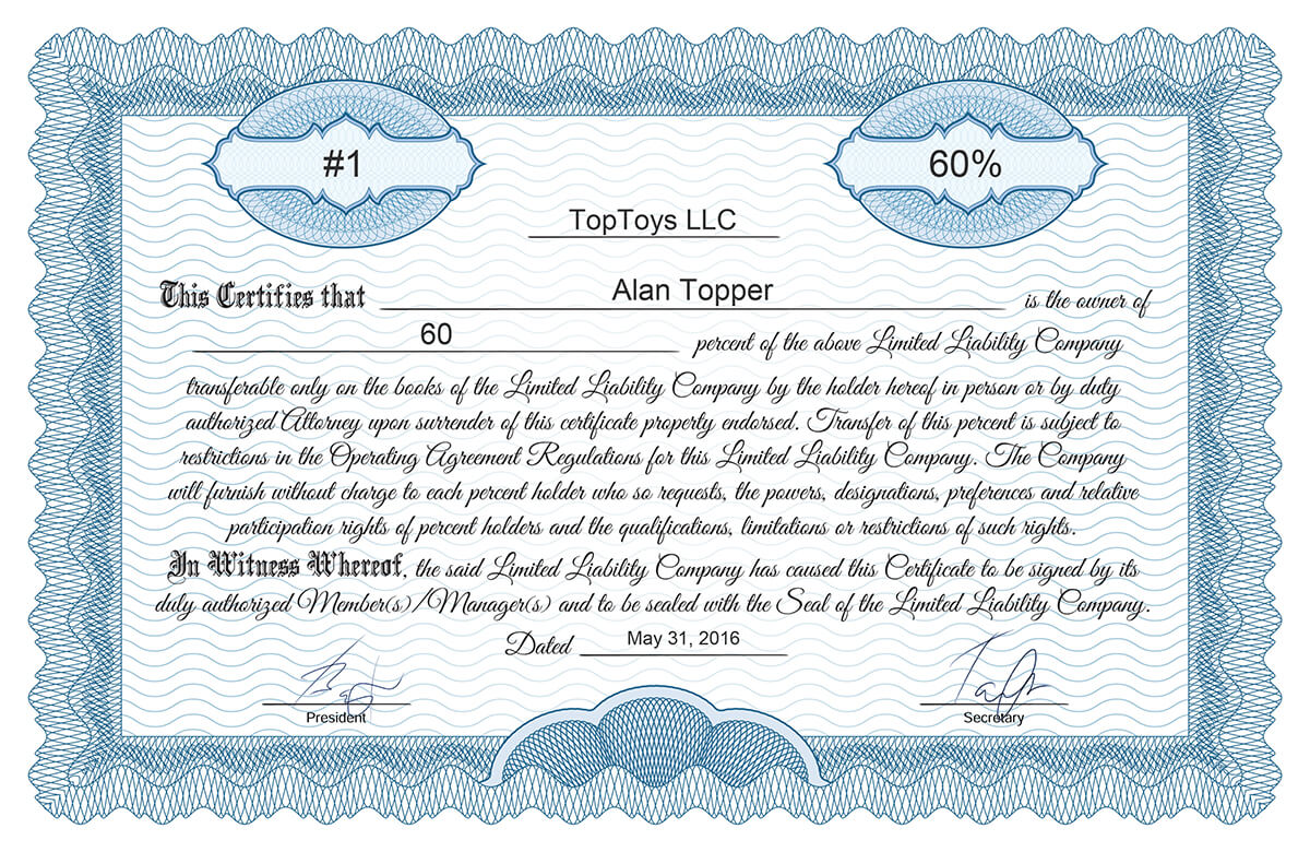 Free stock certificate online generator With Llc Membership Certificate Template Word